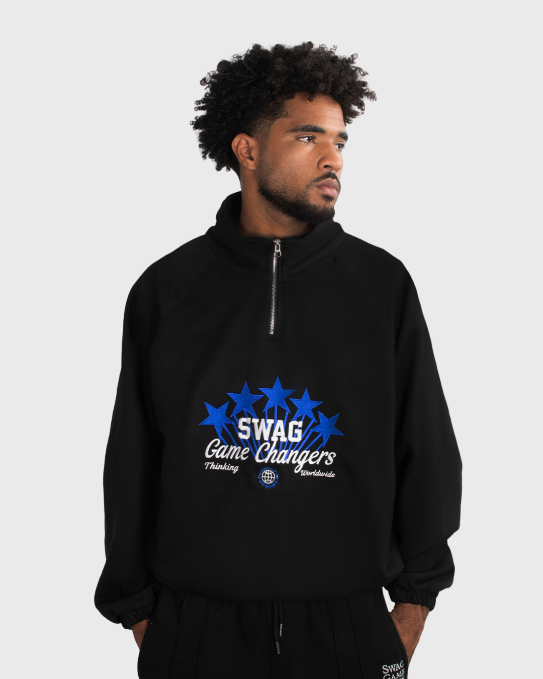 Polera Cuello Cierre Estrellas Azul