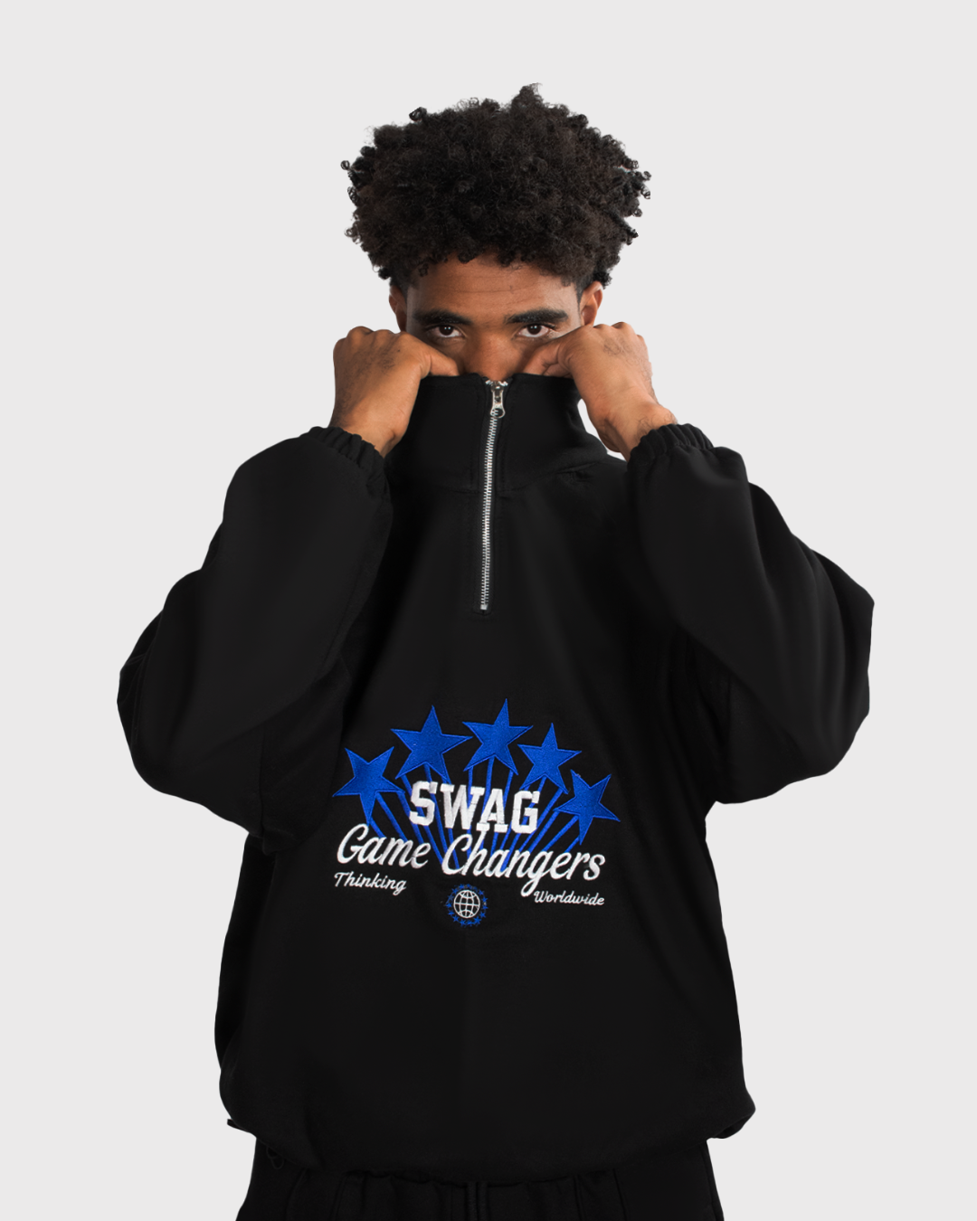 Polera Cuello Cierre Estrellas Azul