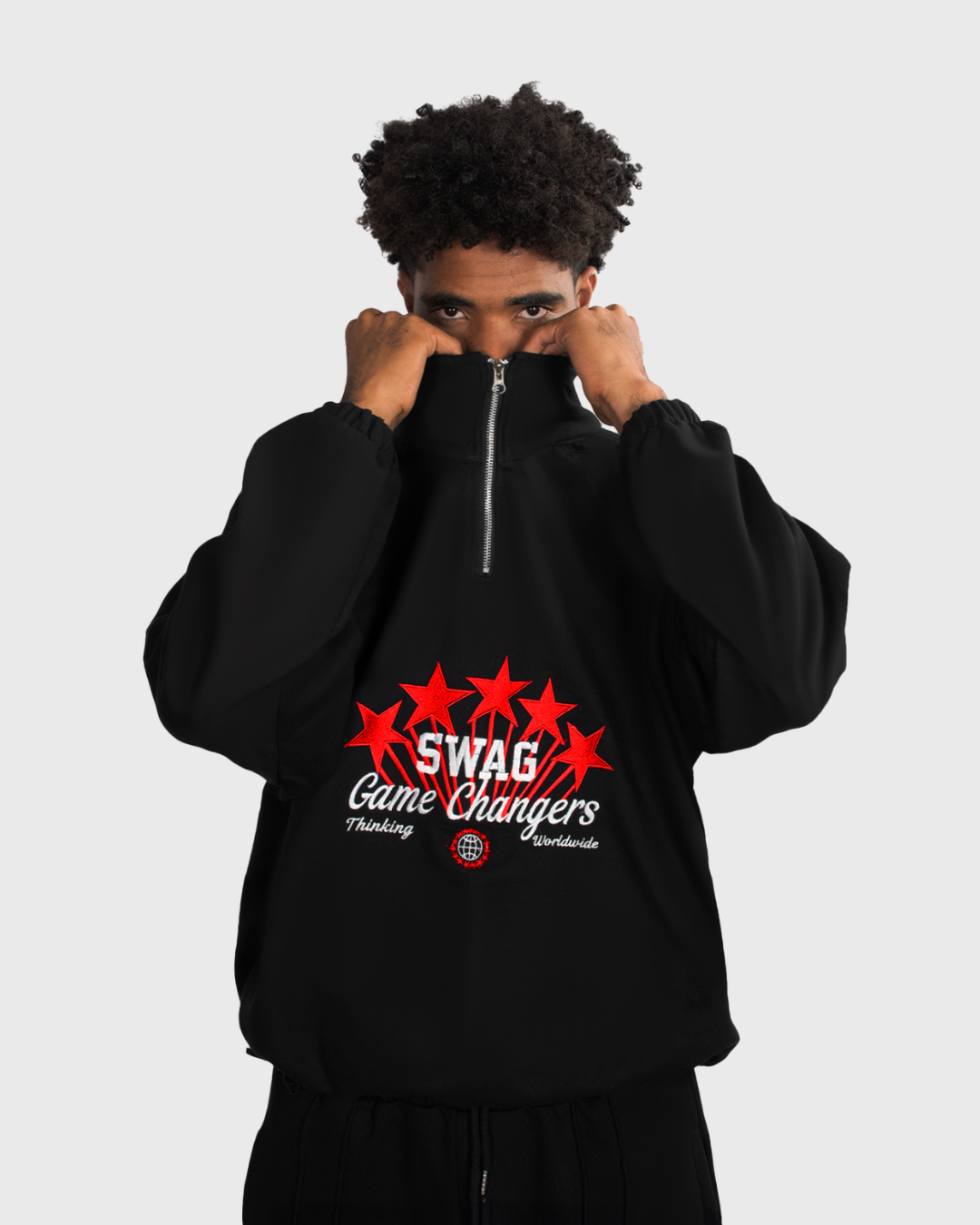 Polera Cuello Cierre Estrellas Rojo