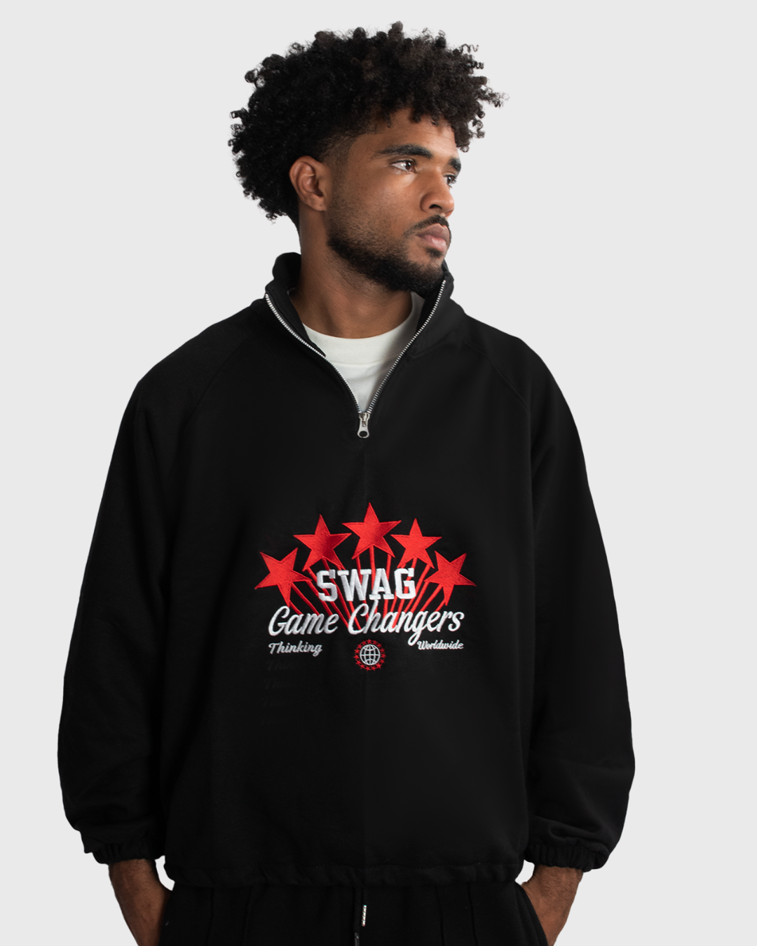 Polera Cuello Cierre Estrellas Rojo