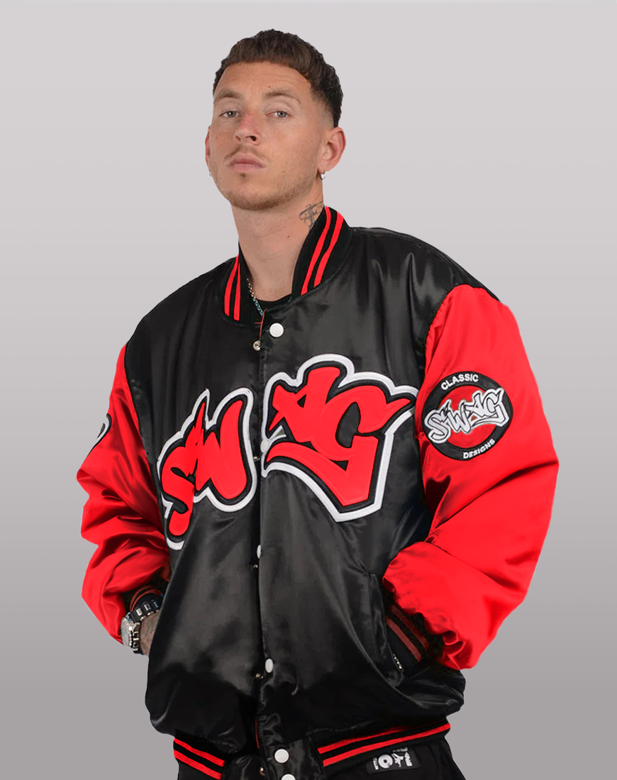 Bomber Jacket Classic Mangas Rojas