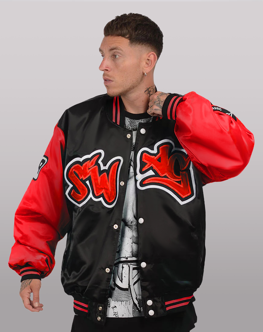 Bomber Jacket Classic Mangas Rojas