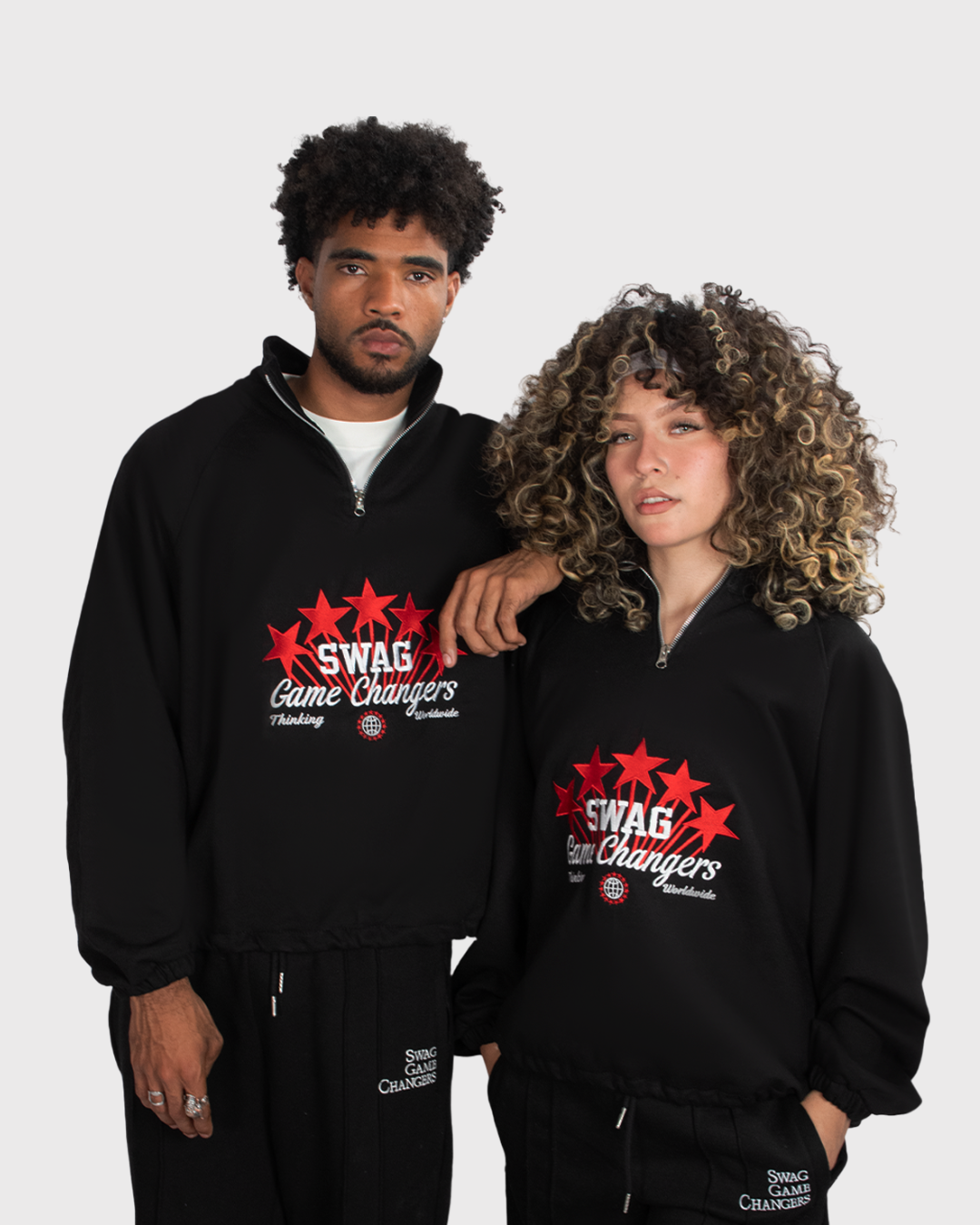 Polera Cuello Cierre Estrellas Rojo