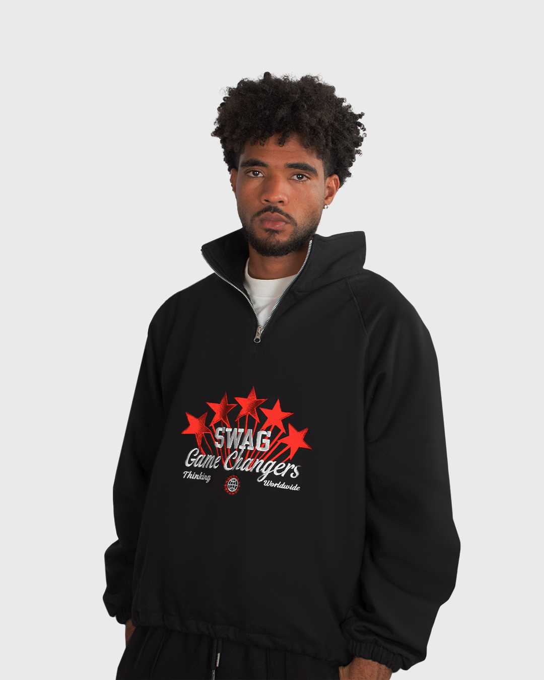Polera Cuello Cierre Estrellas Rojo