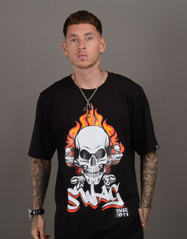 T-Shirt Burning Skull Swag