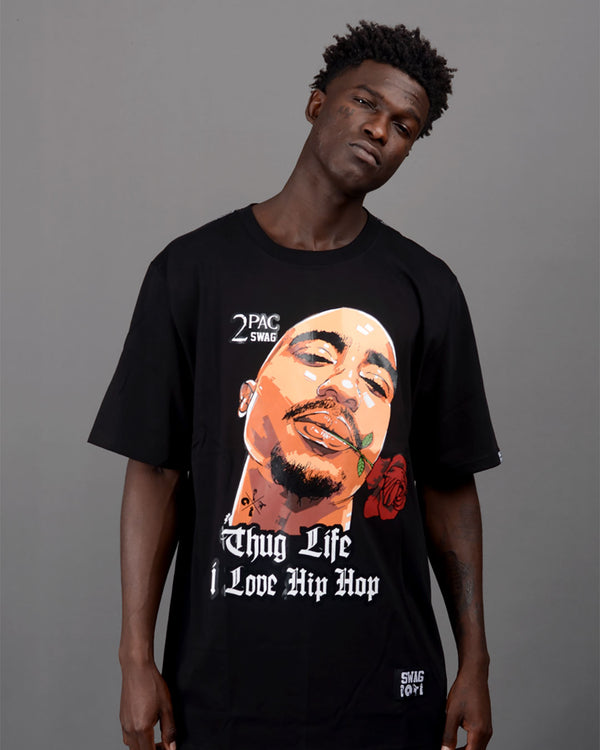 T-Shirt Tupac whit Rose Swag